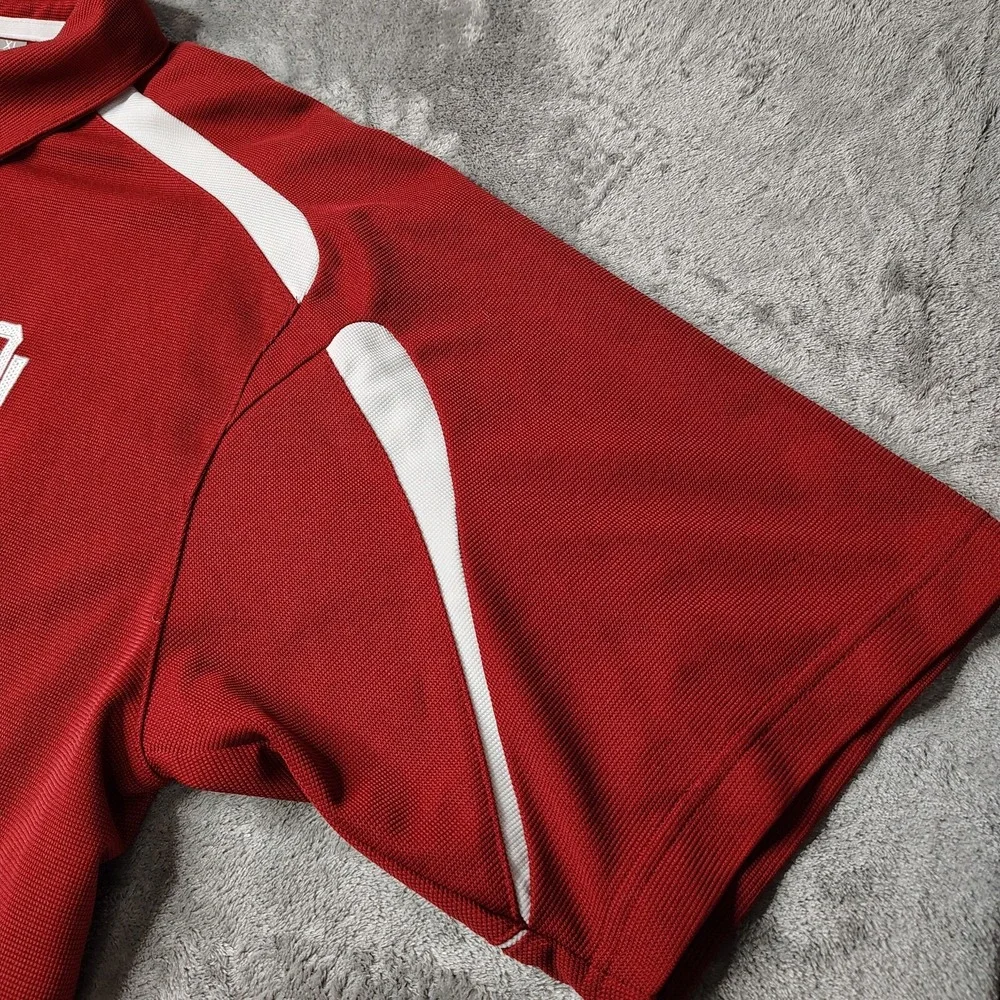 VTG Nike Team Oklahoma Sooners Polo Shirt Mens XL Red NikeFIT DRY Short Sleeve